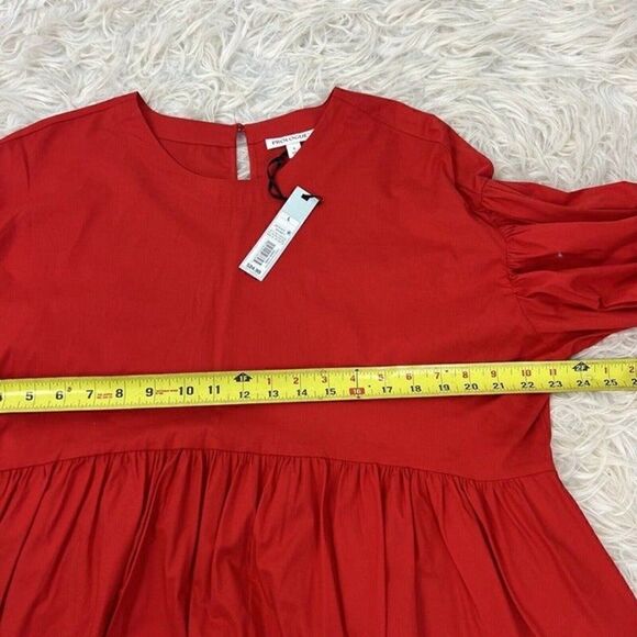Prologue Red Balloon Sleeve Peplum Womens Romantic Blouse Size Large NWT Cotton - Picture 4 of 10